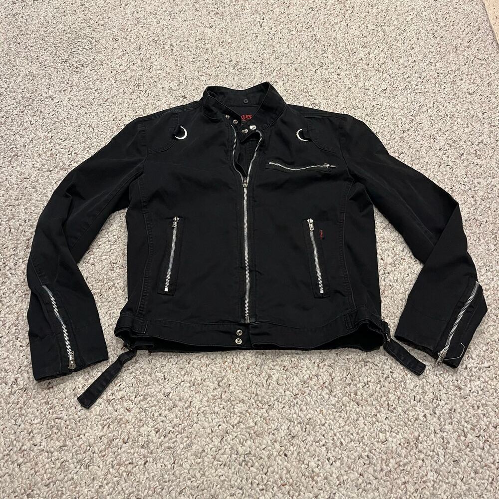 Tripp NYC Biker Jacket L Moto D Ring Full Zip Gothic Grunge Emo Cotton Casual